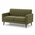 Canapé 2 places en tissu polyester vert avec pieds en bois