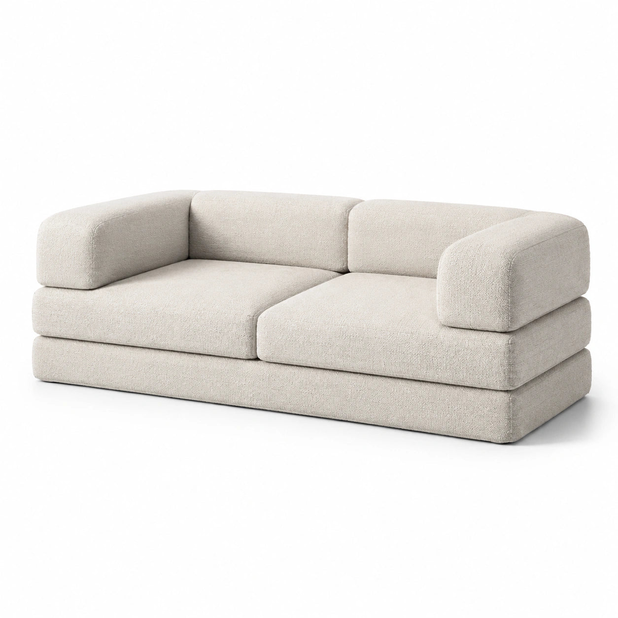 Canapé en tissu bouclé beige 200 cm