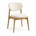 Chaise en bois et tissu bouclé beige