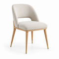 Chaise de salle à manger en bois de hêtre et tissu beige