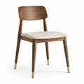 Chaise en bois avec assise en tissu beige