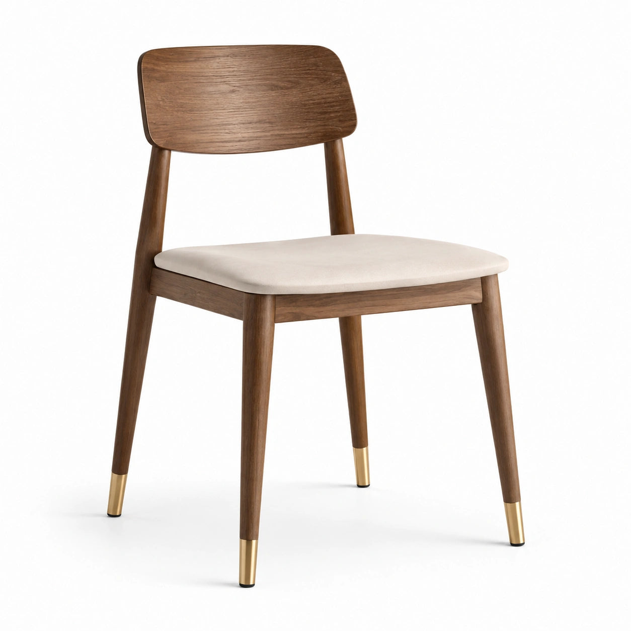 Chaise en bois avec assise en tissu beige