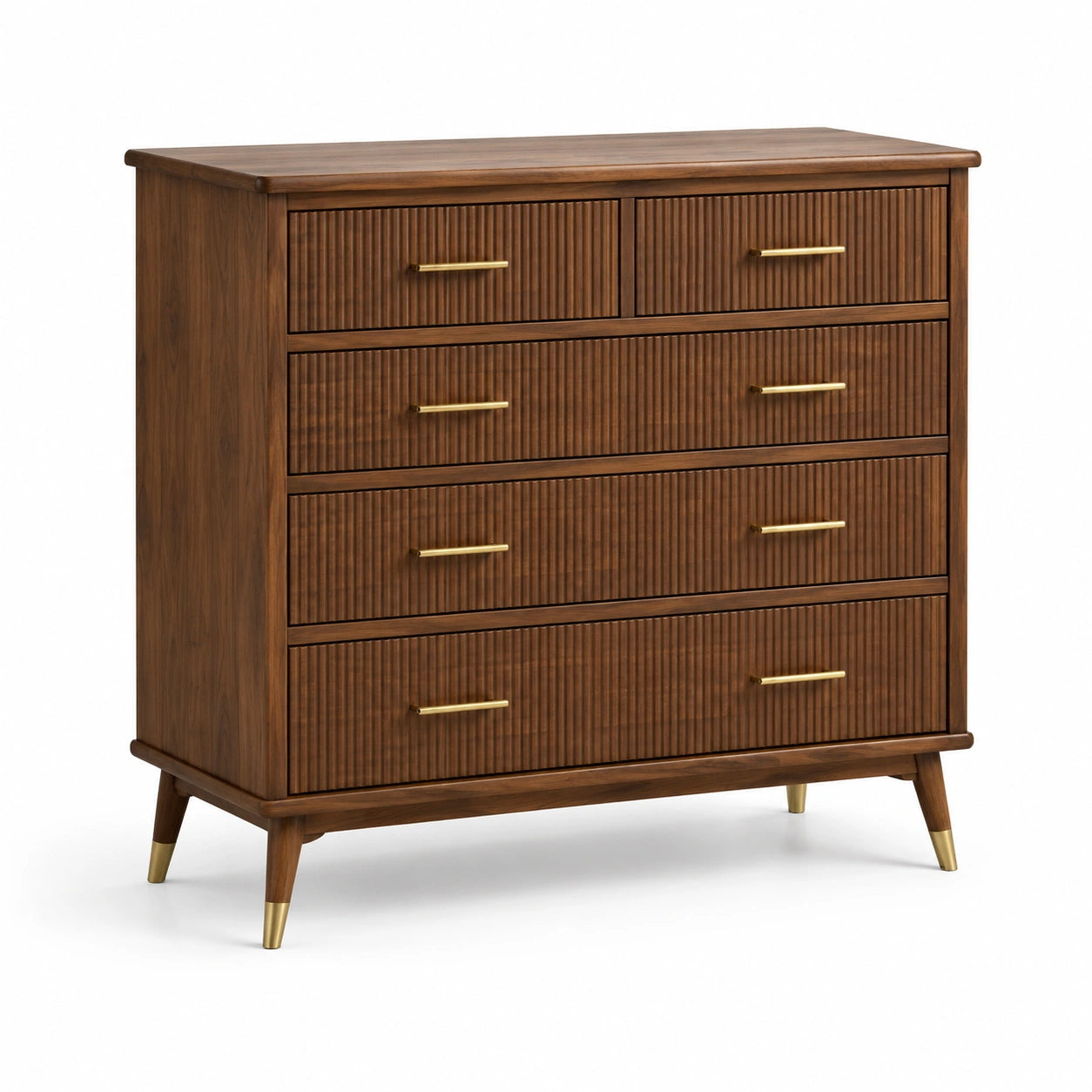 Commode en bois avec poignées en métal doré