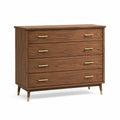 Commode en bois de noyer avec poignées en laiton