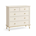 Commode 5 Tiroirs en Bois Ivoire avec Poignées en Métal