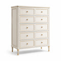Commode 9 tiroirs bois et métal blanc/doré