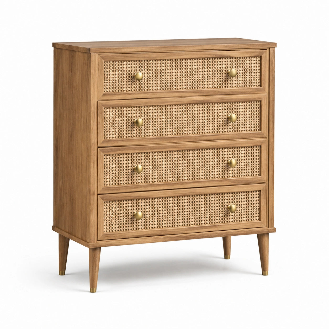 Commode en bois et rotin avec 4 tiroirs 80x40x100 cm