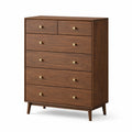 Commode en bois noyer avec poignées en métal, 5 tiroirs, 80x40x100 cm