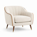 Fauteuil en tissu bouclé beige avec pieds en bois