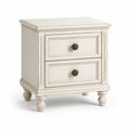 Table de chevet en bois avec 2 tiroirs, blanc cassé